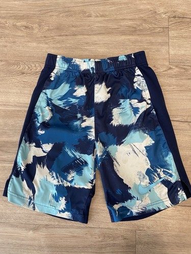 Boys Youth Nike Dri Fit Athletic Shorts Blue Size Medium M Drawstring Waist