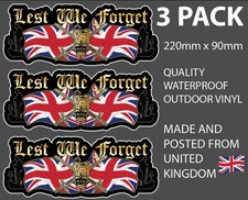ARMY Lest we Forget Remembrance Sticker 220x90mm Memorial Quality Outdoor Vinyl