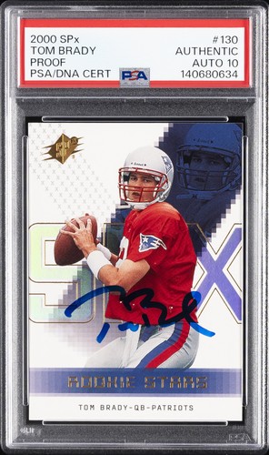 2000 SPX PROOF #130 TOM BRADY ROOKIE RC PSA AUTHENTIC DNA AUTO 10