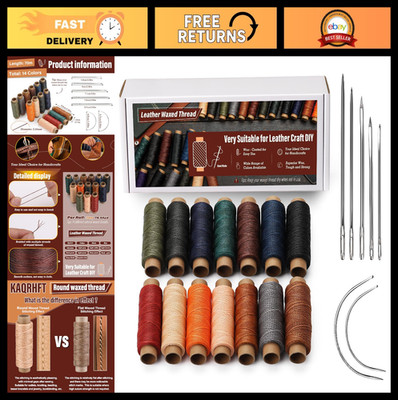0.55mm Waxed Thread 14 Colors 76 Yards - Leather Sewing, Stitching, Beading, Bra