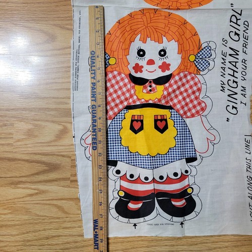 Vtg Raggedy Ann Gingham Doll Cut Out Fabric Pattern Print Sew and Stuff - Picture 2 of 7