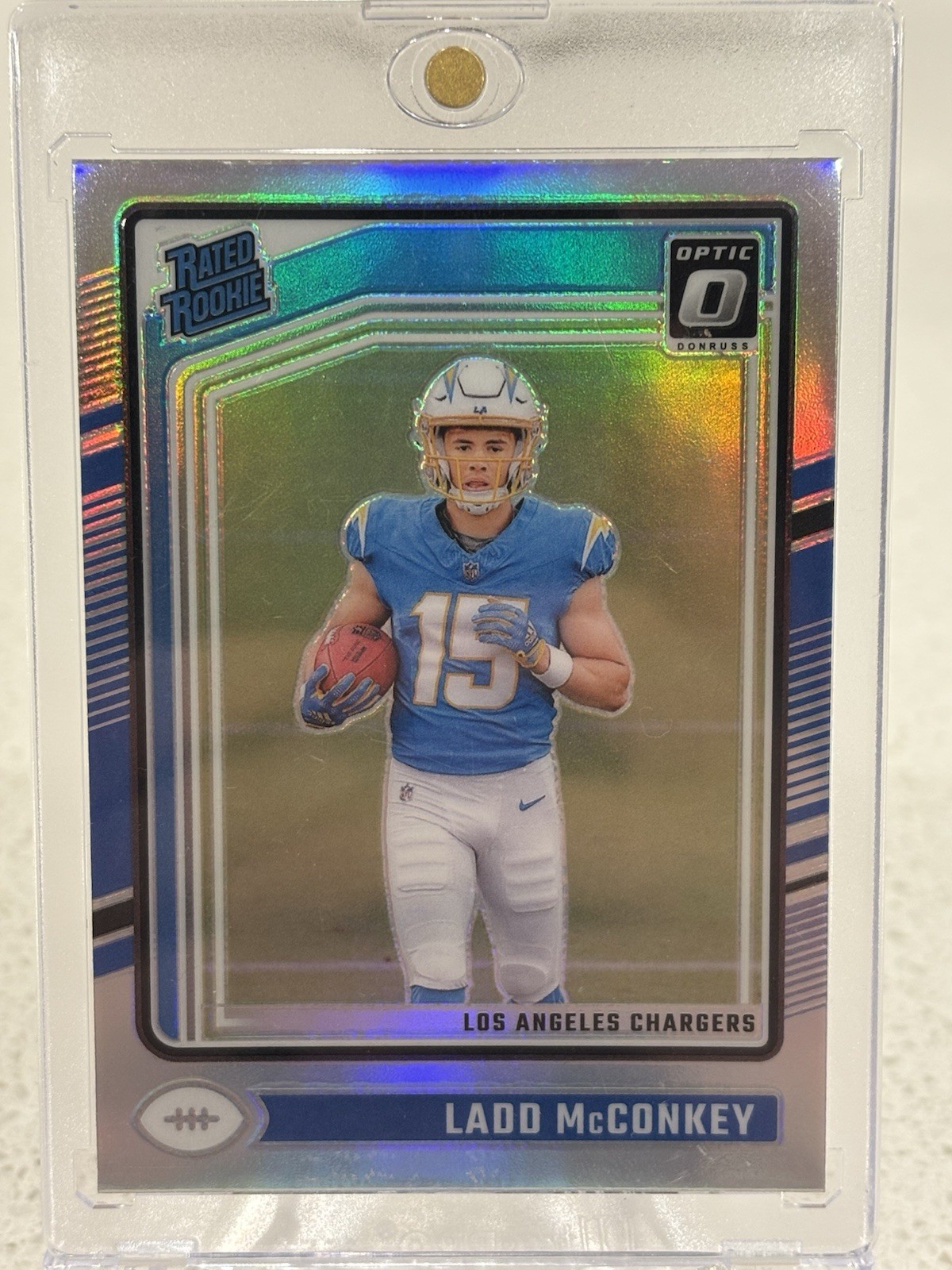 2024 Panini Donruss Optic - Rated Rookie Ladd McConkey #266 Holo Prizm (RC)