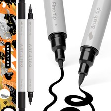 ARTISTRO 2 Black Dual-Tip Acrylic Paint Pens - 1 Count Pack of 2 ,