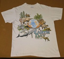 Vintage Harlequin Earth Day Every Day Wildlife Graphic T Shirt USA Made Medium