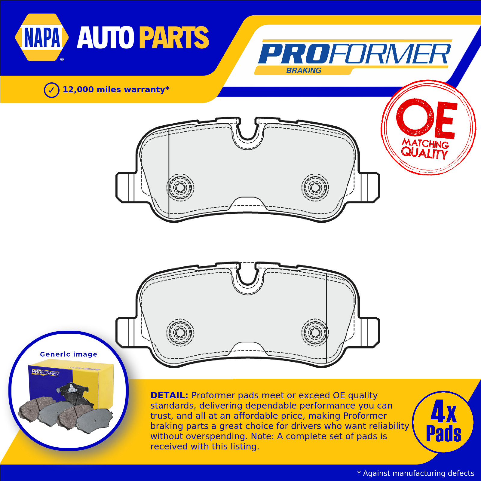 Brake Pads Set fits LAND ROVER DISCOVERY Mk4 3.0D Rear 10 to 18 Proformer