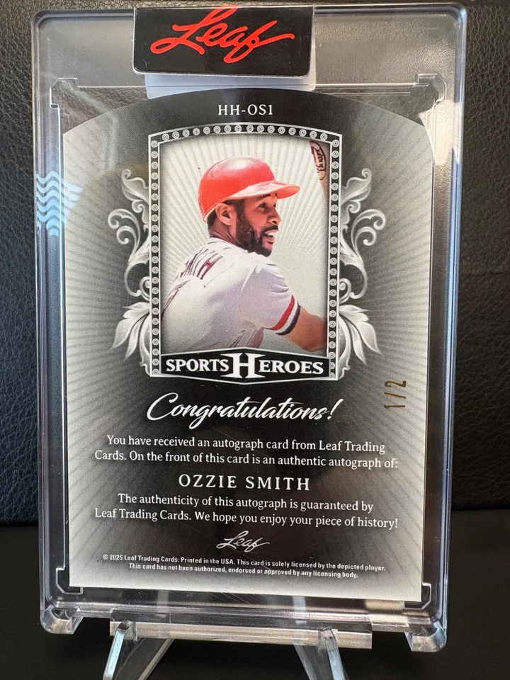 2025 Leaf Sports Heroes Ozzie Smith -SSP- 白金全息破冰签名 1/2 — 第 2/2 张图片
