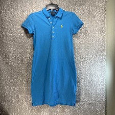 Ralph Lauren Sport Polo Pique Dress Blue XS Cotton Preppy Logo Sporty Casual