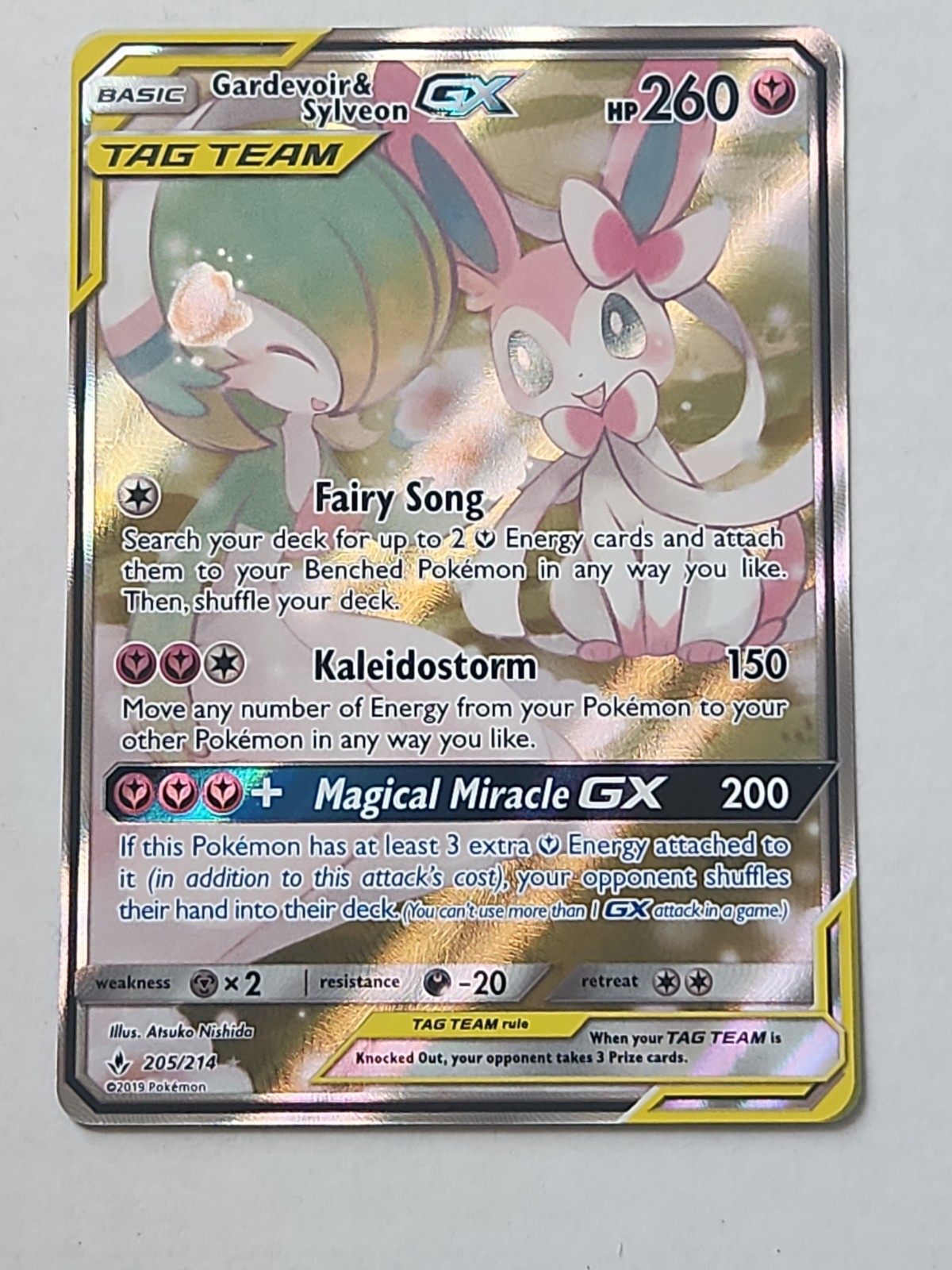 Gardevoir & Sylveon GX (Alternate Full Art) 205/214 Sun&Moon-Unbroken Bonds Holo