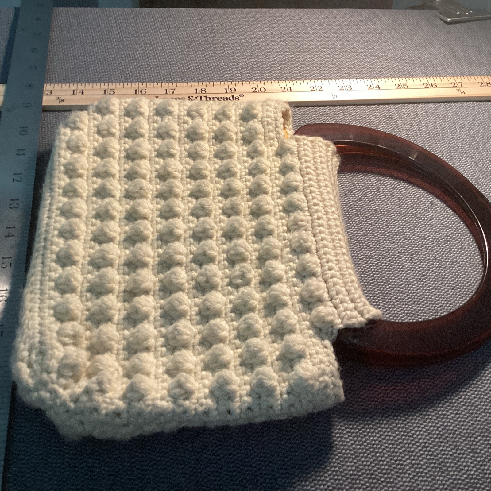 Macrame Bubble Purse With Plastic Handles Yellow … - image 2