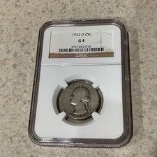 1932 D Washington Silver Quarter! Key Date! NGC G4