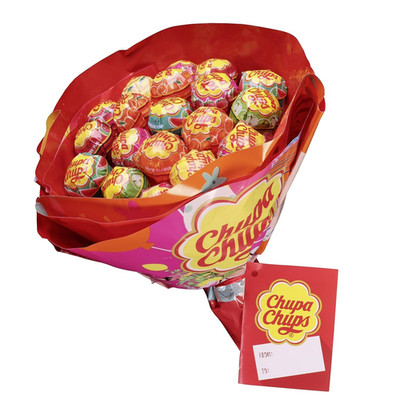 Chupa Chups Lutscher Blumenstrauss, Lollipop-Strauss Mit 19 Lollis in Sechs Sort