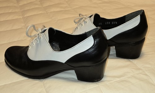 Aris Allen Women's 1930’s Swing Black & White Leather Wingtip Dance Shoe 6.5 EUC - Picture 4 of 15
