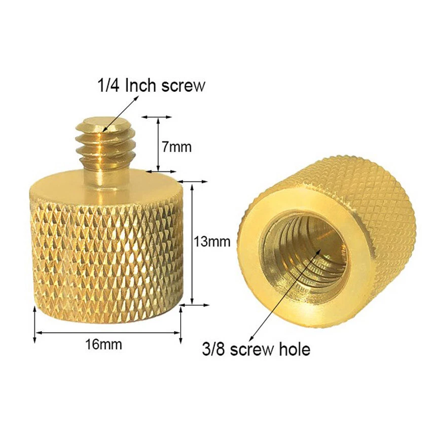 3/8'' Female to 1/4'' Male Brass Tripod Thread Reducer Adapter for Camera Tripod - image 2 of 3
