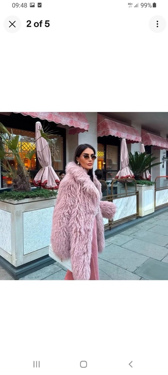 ZARA ZW COLLECTION FAUX FUR COAT PINK FW24/25 SIZES M REF