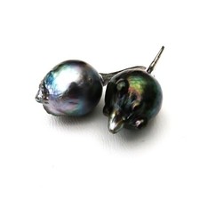 Tahiti Perlen Ohrringe Tropfen barock 14 mm Unikat Tahitiperlen Ohrhänger 5345