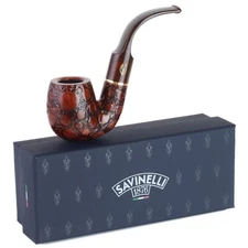 Savinelli Alligator Brown 614 Unique Oom Paul Handmade Briar Tobacco Pipe NEW