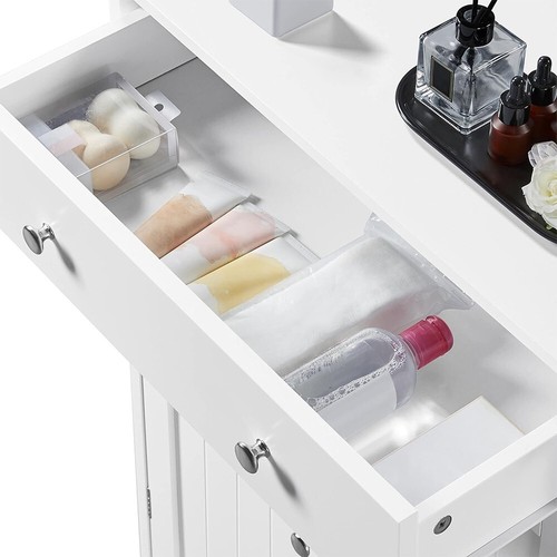 Freestanding BathroomCabinet, Floor Storage Cabinet with Doors and Drawer, White - Picture 3 of 5