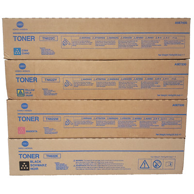Konica Minolta TN622 CYMK Toner 4-Color Set bizhub PRESS C1085 C1100 C6085 C6100