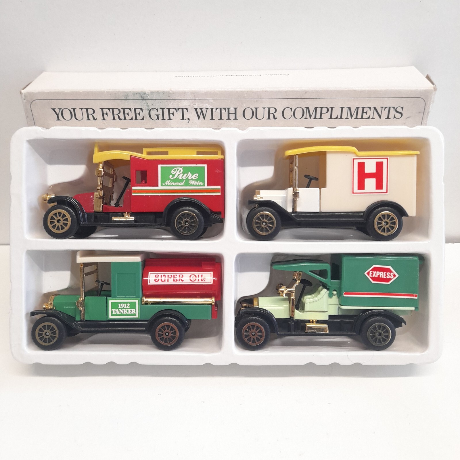 Vintage Die Cast Car Miniature Set of 4 Collectable Model Cars By Readers Digest