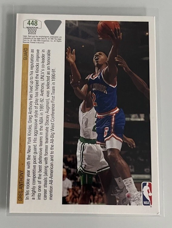 1991-92 Upper Deck Top Prospects Greg Anthony #448 Rookie RC Auto Autograph - Image 2 of 2