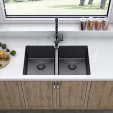 Sinber 32"Undermount Double Bowl Kitchen Sink with 304 Stainless Steel HU3219D-B