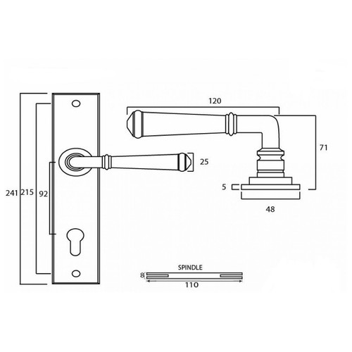 From The Anvil Regency Espagnolette Door Handle Lever Lockset - Picture 2 of 2