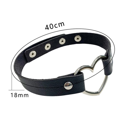 Womens Choker Collar Necklace Heart Ring Leather Charm Gothic Punk Classic - Picture 3 of 16