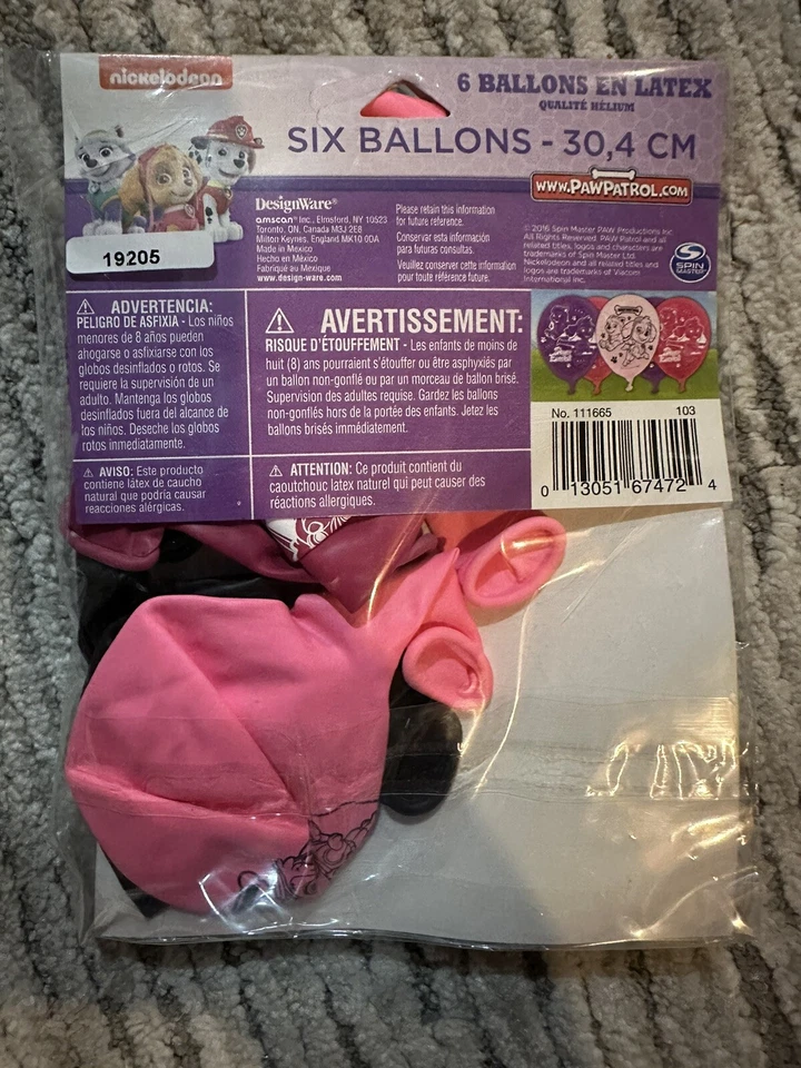 🔥(6-УПАКОВКА) латексные воздушные шары Paw Patrol Girl для вечеринки на день рождения РОЗОВО-РОЗОВО-ЧЕРНЫЕ 12 дюймов - Изображение 3 из 3
