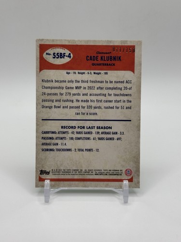 2023 Bowman University Chrome - 1955 Bowman Football Aqua Refractor #55BF-4 Cade - Bild 2 von 4