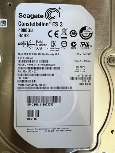 ST4000NM0023 Seagate CONSTELLATION 4TB 7200RPM 6Gbps 3.5" SAS HDD Hard Drive - Picture 3 of 4