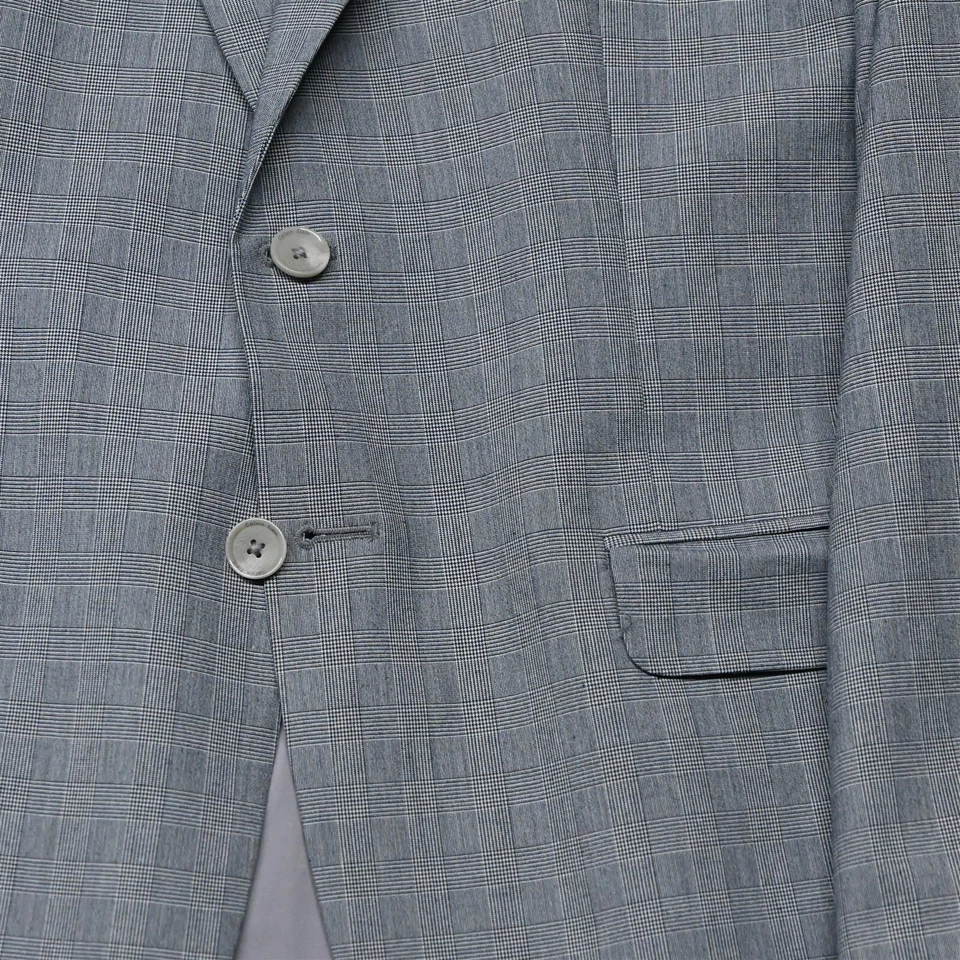 Blazer Traje Chaqueta Abrigo Deportivo Calvin Klein XL Gris Glenn Check Infinite Calce Ajustado Foto 3 de 4