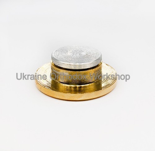 Reliquary Capsule for Holy Relics - Yellow Silumin with Stones - 1.18" - Picture 5 of 6