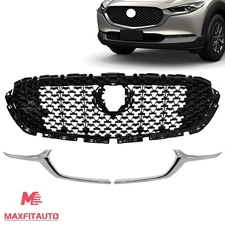 Front Grille Assembly with Chrome Molding Trim For 2020-2023 Mazda CX-30