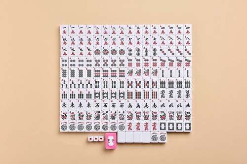Juego de 166 azulejos bolsa de cachemira roja American Mahjongg 4 empujadores/estantes occidental Mahjongg - Imagen 6 de 8