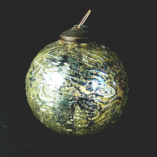 KUGEL MIDWEST GOLD ORNAMENT, Blown Glass, 4", Christmas, VINTAGE, Made in USA