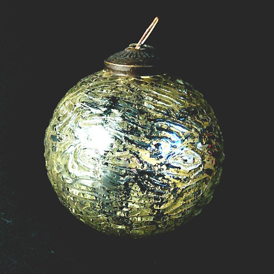 KUGEL MIDWEST GOLD ORNAMENT, Blown Glass, 4'', Christmas Decoration, Vintage