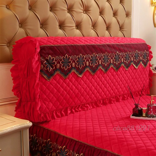 Lace Velvet Headboard Cover with Pocket Quilted Dustproof Bed Head Protector New - Picture 7 of 24