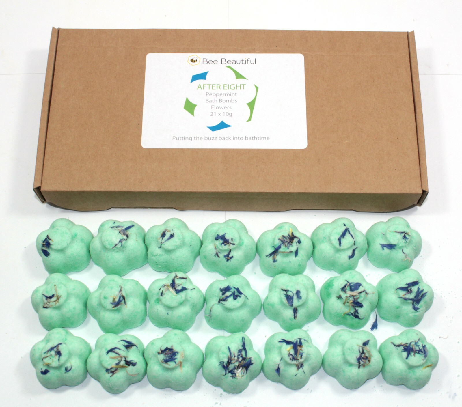 Bath Bombs After Eight Peppermint 21 x 10g Flowers hand made and eco friendly