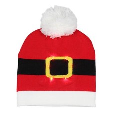 Christmas Holiday Winter Knit Beanie Hat with Pom Pom Kids Adults Santa