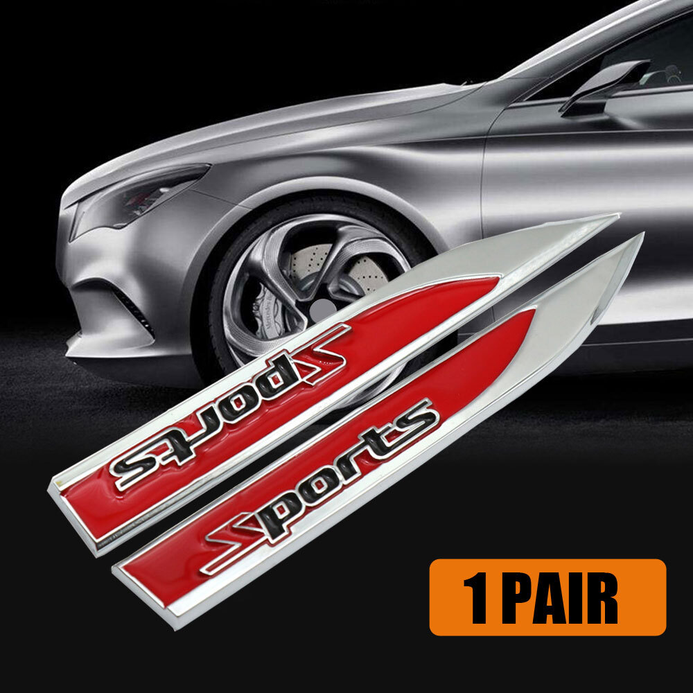 1 Pair 3D Metal Sports LOGO Emblem Badge Decals Car Fender Side Sticker