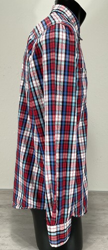 Just A Cheap Shirt Long Sleeve Cotton Shirt Sz L Red Blue Plaid - Picture 3 of 7