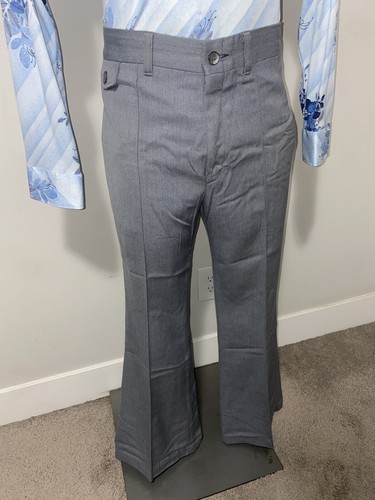 Wrangler Bell Bottom Pants 1970s Mens 38 30 Vtg Gray Disco Rockabilly Western - Picture 13 of 15