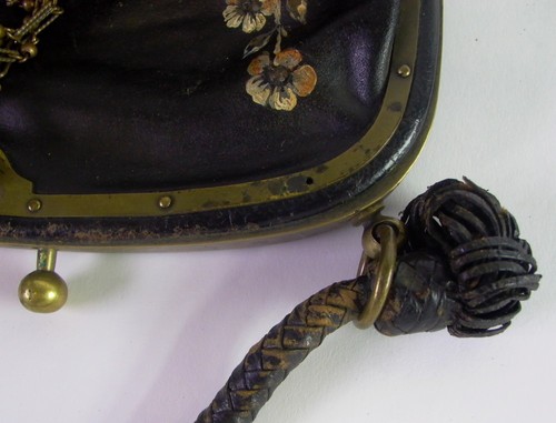 bemalte & signierte Geldtasche - Handtasche mit Schlüssel um 1920 - Bild 9 von 12