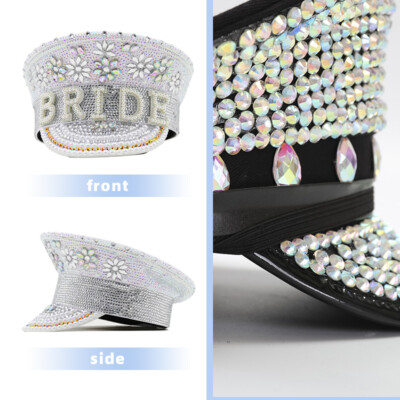 Silver Sequin Military Shinny Rhinestone Cap Captain Headwear Music Festival Hat Silver and Black Rhinestone Hat / Sequin Hat / Party Captain  main image 2