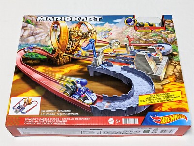 Hot Wheels Mario Kart Bowsers Castle Chaos Track Set Blue Yoshi Figure Included