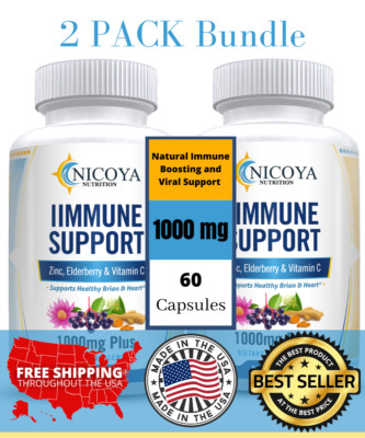 Immune Support 1000MG+ | Viral Defense Formula, Healthy Brain & Heart -  2 Pack