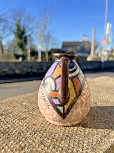 ANTIKE 20ER JAHRE ART DECO ANTOINE DUBOIS MONTOISE BERGEN BELGISCHE KUBISTISCHE KNOSPENVASE 712 - Bild 8 von 11
