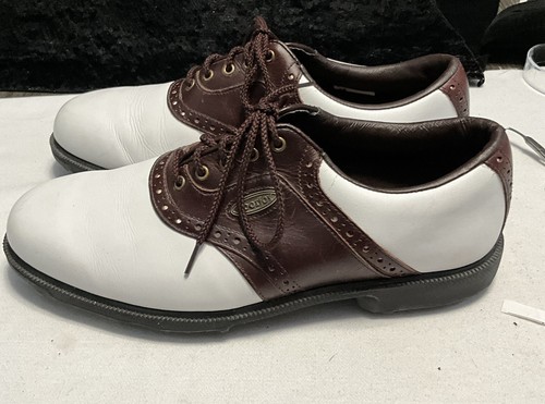 FootJoy Mens Oxford Golf Shoes 8.5 M Classic Spike Saddle TURFMASTER White Brown - Bild 5 von 10