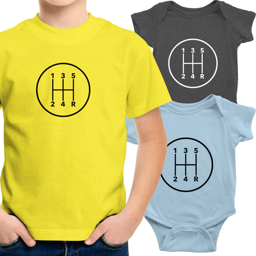 5 Speed Manual Transmission Gear shiftToddler Kids Youth T-Shirt Baby Bodysuit - Picture 1 of 38