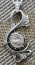 Authentic Genuine Ancient Greek Thracian Silver Coin Victorian Pendant Necklace